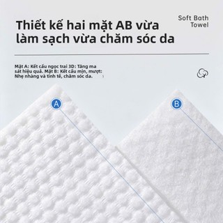 Mỗi sản phẩm 60g, loại dày cao cấp.tắm du lịch dùng 1 lần - Sợi cellulose phân hủy sinh học - Thấm hút tốt, siêu mềm mịn