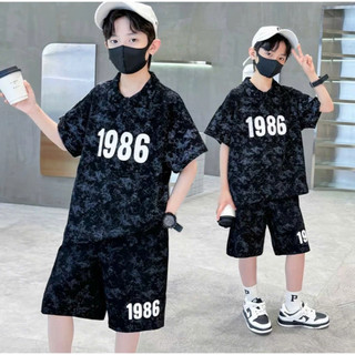 Bộ Bé Gái, Bé Trai Mùa Hè,Bộ đồ mùa hè cho bé áo polo cổ tròn in hình dễ thương kèm quần sành điệu cho bé 7-47 kg