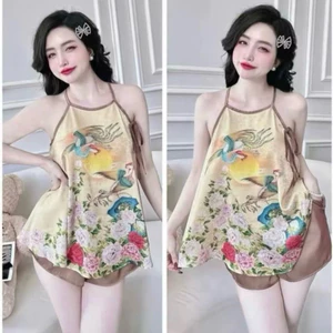 Đồ bộ -Yếm Phi in 3D thời trang cho Nữ - áo không nút, quần có ko túi 40-60kg