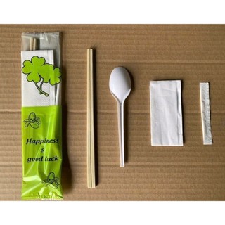 Sét 100 bộ combo- Đũa-Thìa-Giấy-Tăm,đũa opp dùng 1 lần