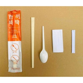 Sét 100 bộ combo- Đũa-Thìa-Giấy-Tăm,đũa opp dùng 1 lần