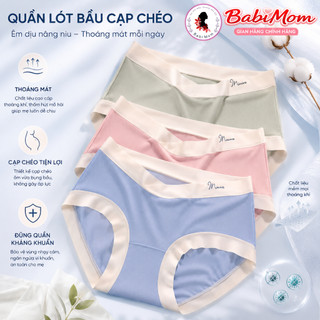 Quần lót bầu thun tăm lạnh cạp chéo Babimom sau sinh tránh chạm vết mổ đáy kháng khuẩn
