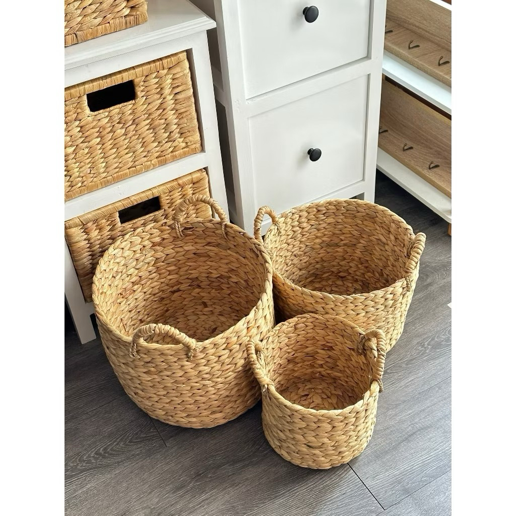 Giỏ cói lục bình có quai cầm, giỏ đựng đồ đa năng, sọt cói trồng cây, sọt đựng đồ chơi cho bé, giỏ đựng quần áo, mây tre