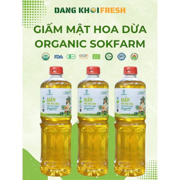 Combo 5 Chai Giấm Mật Hoa Dừa Organic Sokfarm 1L Giấm Cái Tự Nhiên Lên Men Thay Giấm Táo