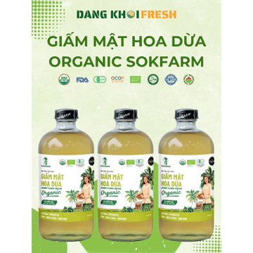 Combo 5 Chai Giấm Mật Hoa Dừa Organic Sokfarm 500ml Giấm Cái Tự Nhiên Lên Men Thay Giấm Táo