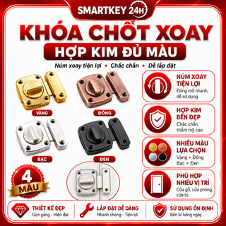 Khóa Chốt Cửa Núm Xoay, Khóa Xoay Bằng Hợp Kim đủ màu