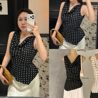 𝐏𝐡𝐢𝐞𝐧 𝐖𝐆𝐖𝐄 | (Sẵn) w8916 Áo Sát Nách Cổ Đổ Hoạ Tiết Chấm Bi