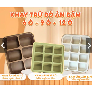 [Sale 50%, 9 ô]  Khay trữ đồ ăn dặm EM00N chia ngăn thông minh, chất liệu silicone bạch kim an toàn cho bé Happykids