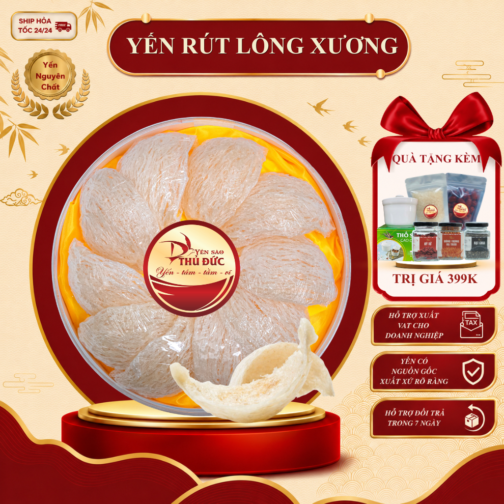 Yến Rút Lông Xương 100% Sợi - Yến Sào Thủ Đức - Nguyên Chất Cao Cấp (Hộp 50g/100g Sang Trọng) - TYSCSL