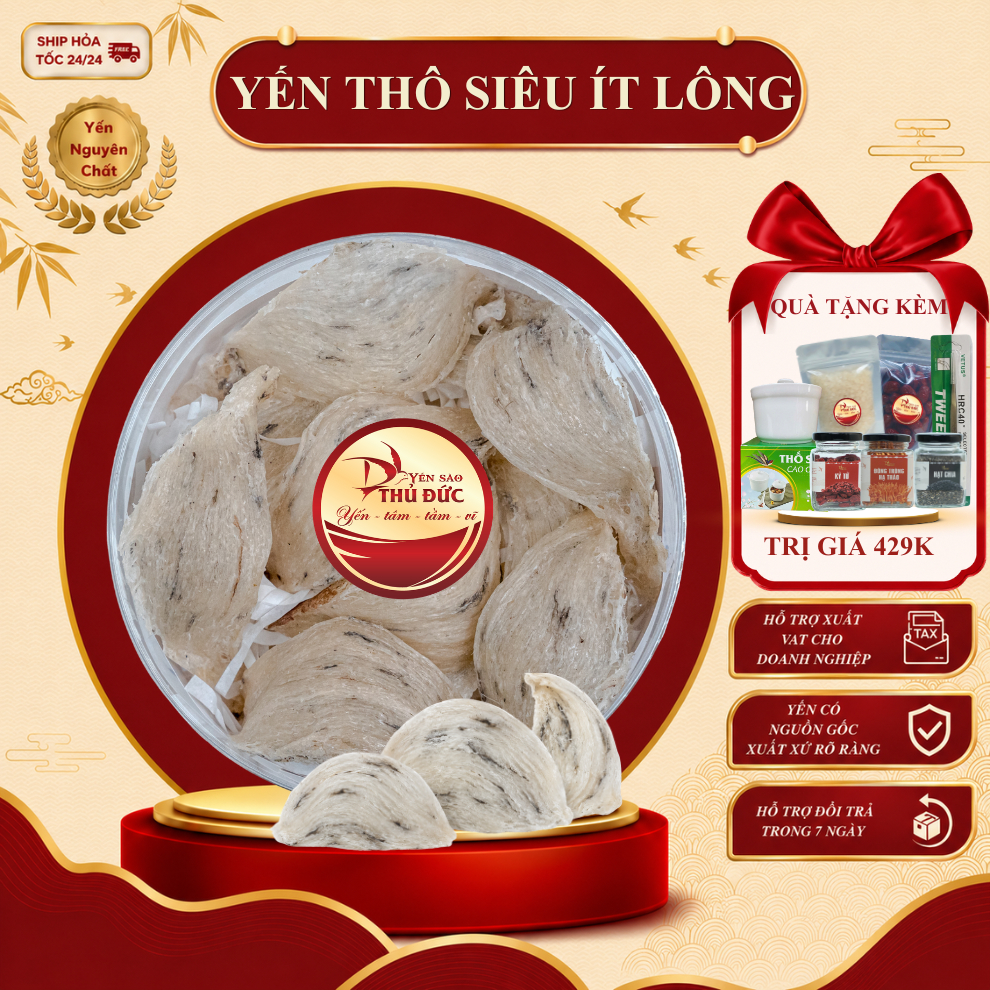 Yến Thô Siêu Ít Lông Tuyển Chọn Yến Sào Thủ Đức - Tổ Yến Thô Già Form Đẹp (Hộp 50g/100g Tiết Kiệm) - TYSCSL
