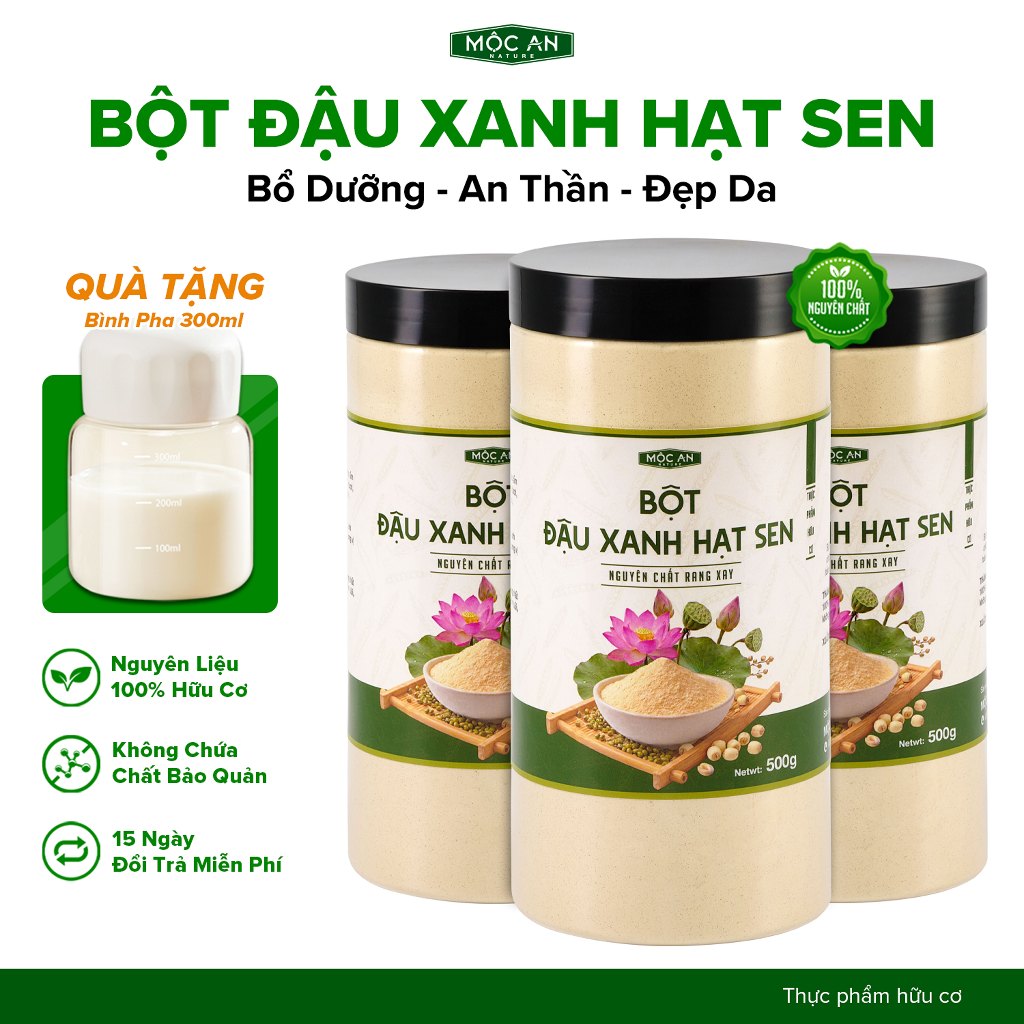 Bột Đậu Xanh Mix Hạt Sen Không Đường Mộc An Không Chất Bảo Quản Bột Mịn Giàu Dinh Dưỡng
