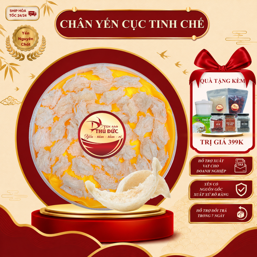 Chân Yến Cục Già Tinh Chế Yến Sào Thủ Đức - Chân Tổ Yến Sào Nguyên Chất Siêu Giòn Dai (Hộp 50g/100g) - TYSCSL
