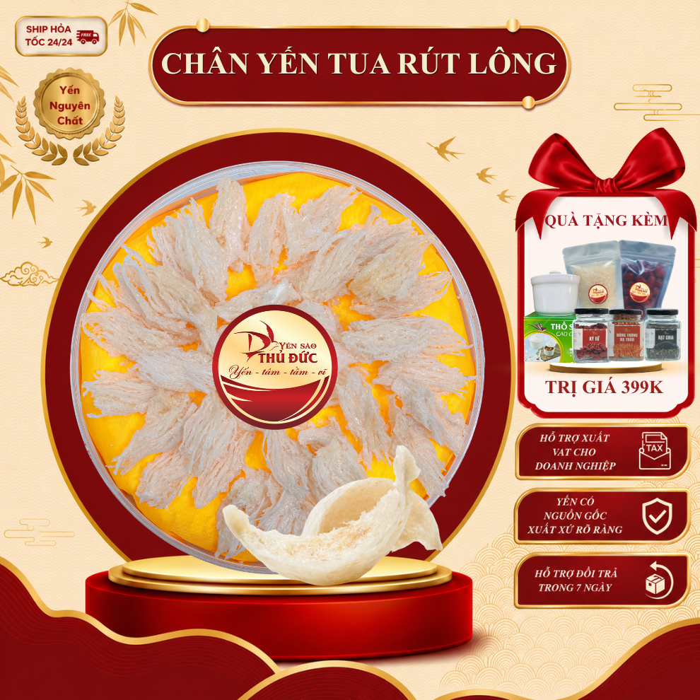 Chân Yến Tua Cồ Rút Lông Yến Sào Thủ Đức - Chân Tổ Yến To Già Siêu Giòn Dai (Hộp Tiết Kiệm 50g/100g) - TYSCSL