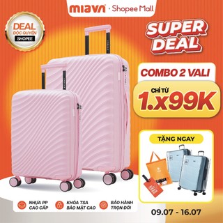 [COMBO MỚI] 2 Vali Kéo MIAvn Larita SARON - Size 20/24/28 inch - 2 Ngăn Lưới, Nhựa PP Bền Bỉ, Khóa TSA Bảo Mật Cao