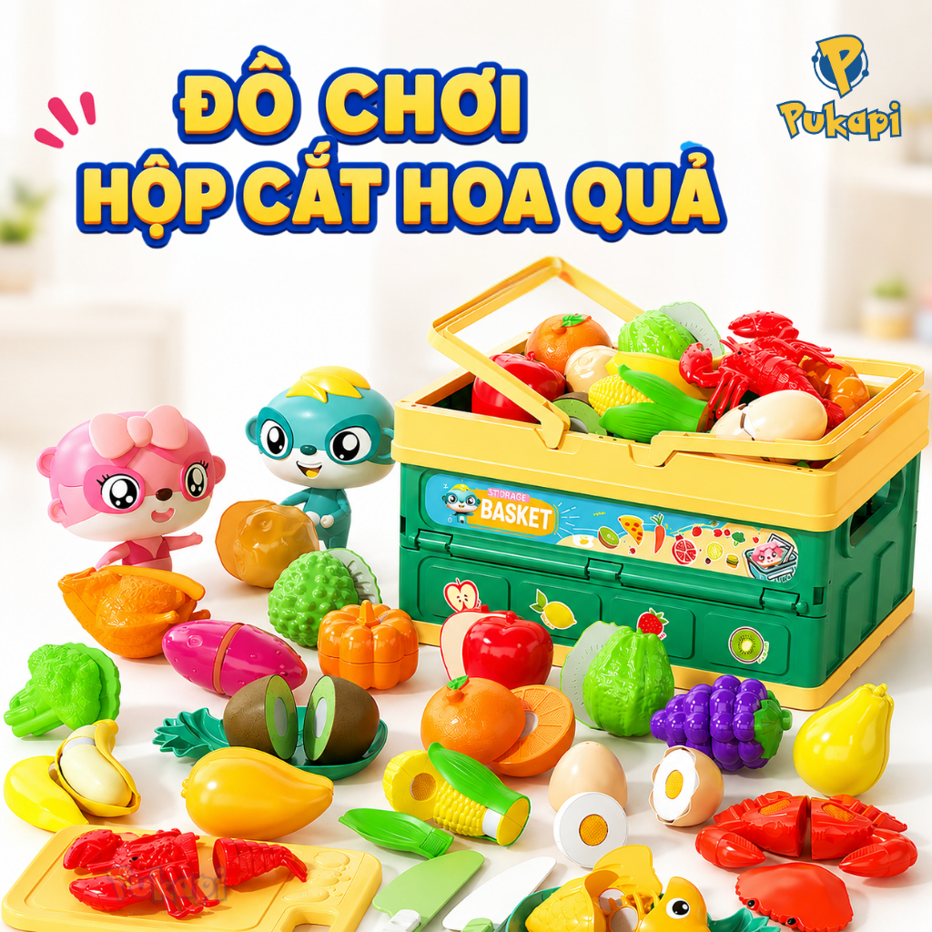 Đồ Chơi Nấu Ăn Đồ Chơi Cho Bé Gái Bộ Nấu Ăn Dụng Cụ Nhà Bếp Cắt Hoa Quả Trái Cây Rau Củ Quả -Đồ Chơi Cho Bé PUKAPI