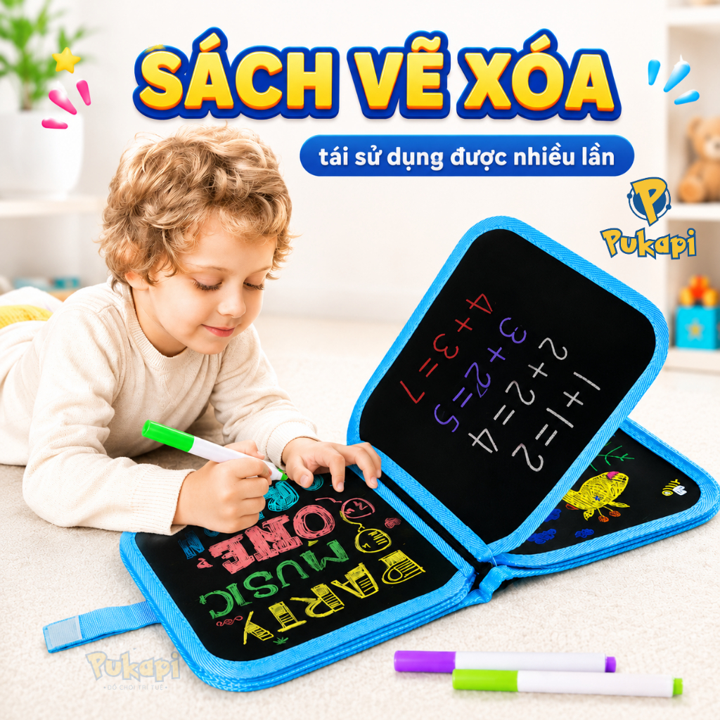 Sách Vẽ Tô Màu Xóa Được Cho Bé Kèm Bút Sách Tập Vẽ Cho Bé Tự Xóa Graffiti Luyện Vẽ Tranh Vẽ Tô Màu-Đồ Chơi Cho Bé PUKAPI