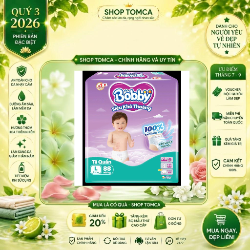 Combo 2 bịch QUẦN Bobby Siêu Khô Thoáng Siêu tiết kiệm  đủ size M96/ L88/ XL74/ XXL68 miếng