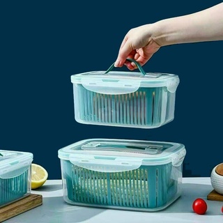 Bộ 5 hộp đựng đồ tủ lạnh 2 lớp cao cấp có nắp đậy bảo quản an toàn thực phẩm