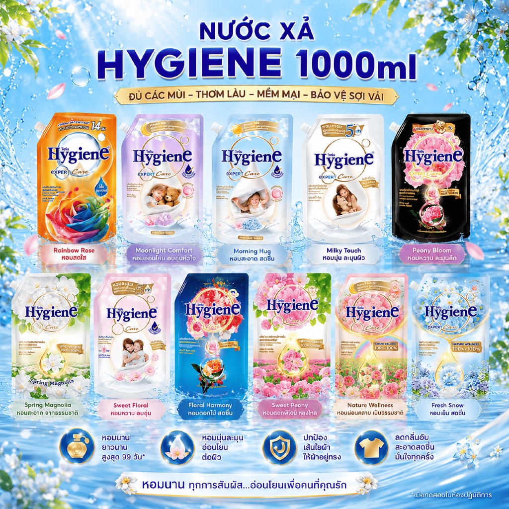 [NỘI ĐỊA THÁI] Nước Xả Hygiene Expert Care 1000ml, Lưu Hương Lâu, Làm Mềm Vải, Khử Mùi Hiệu Quả, Đủ Loại - LCD STORE