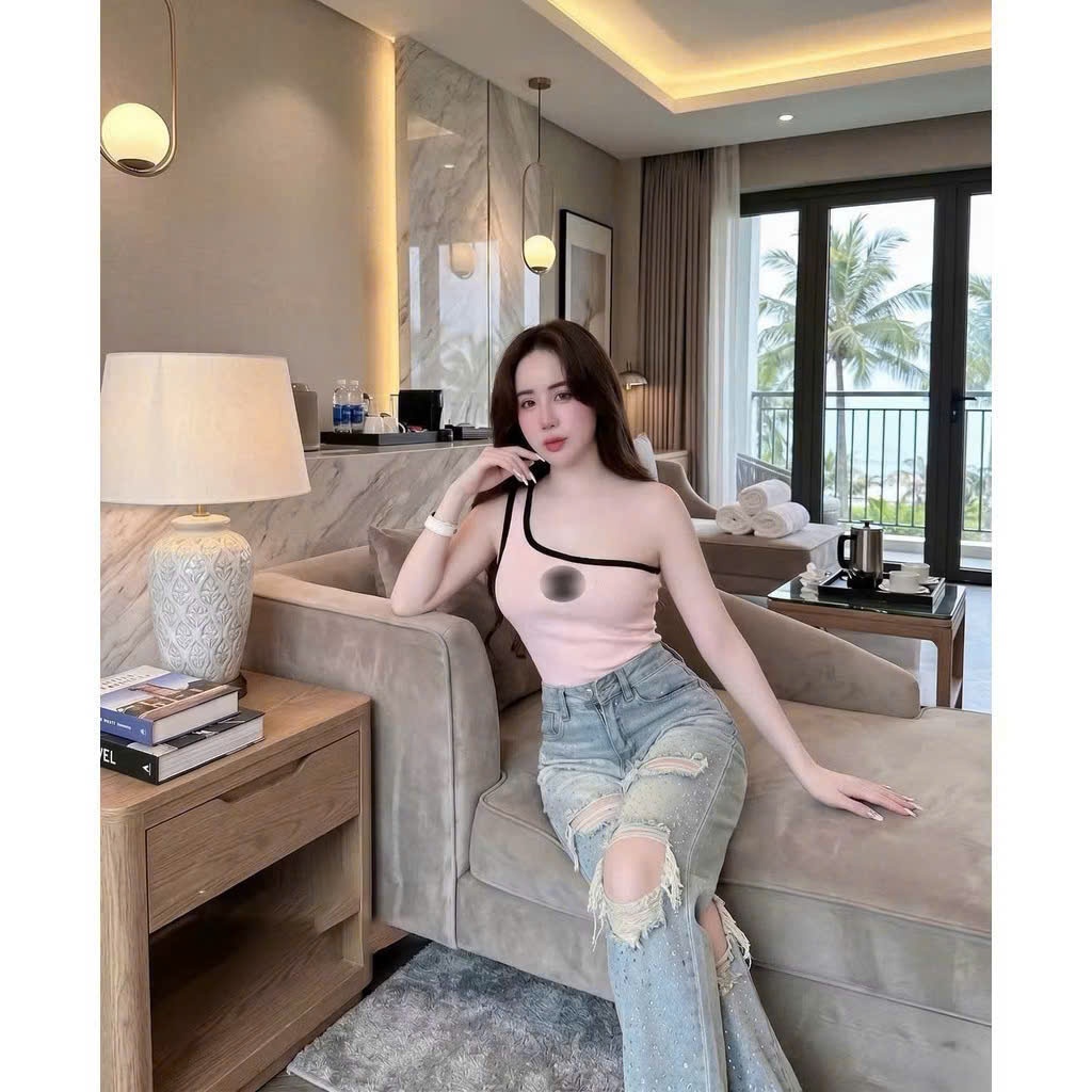 Áo len mtg lệch vai chữ nổi Mía QCCC QCL1 AK0001