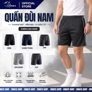 Quần Đùi Nam VINAFA Cotton Mặc Nhà , Quần Đùi Trơn Mặc Ngủ Thoáng Mát, Form Rộng Thoải Mái QD13