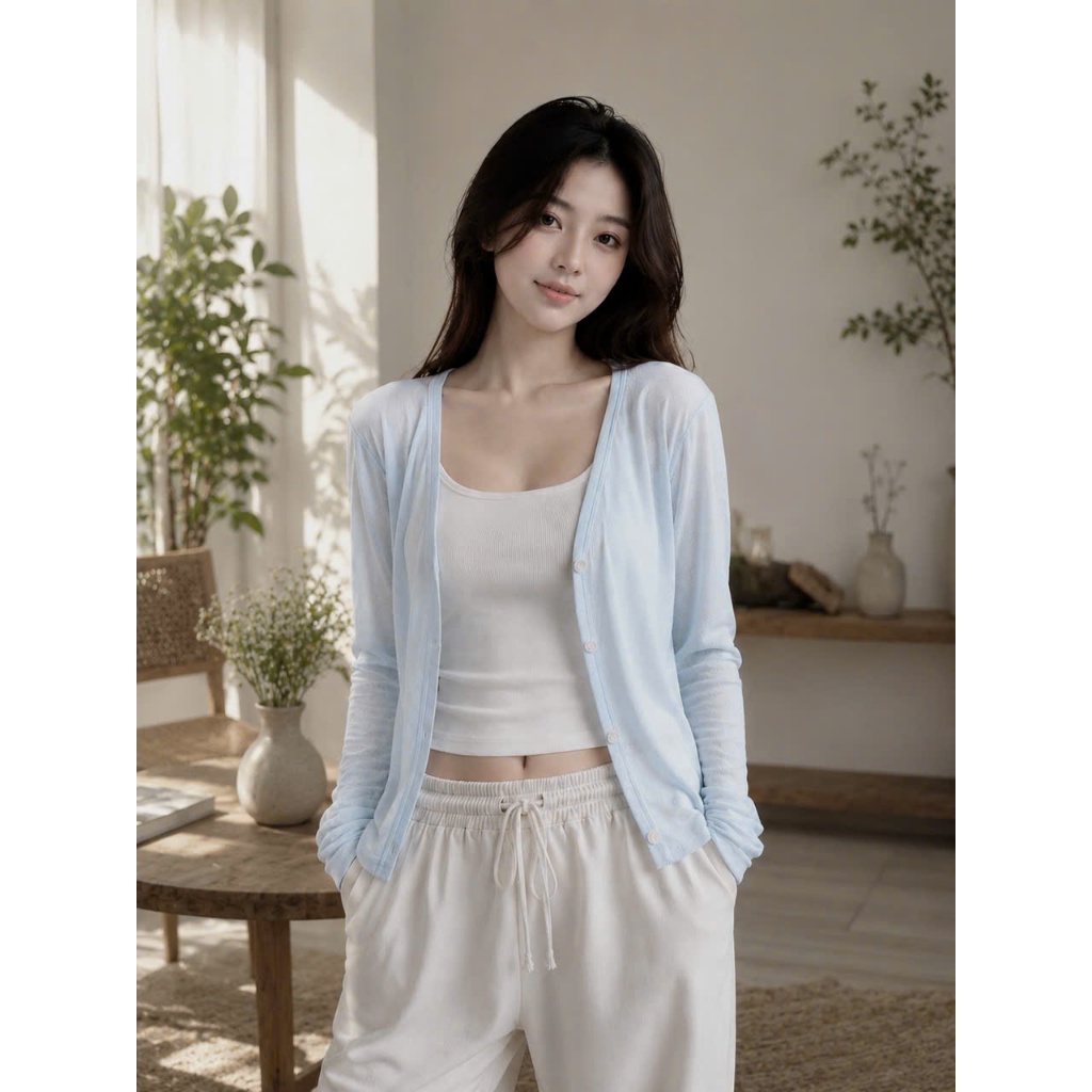 Áo khoác cardigan MỎNG NHẸ MÁT TRƠN 4 CÚC dáng dài ,áo phối kiểu mặc bên ngoài nữ tay dài vải cotton giấy A13 | BigBuy360 - bigbuy360.vn