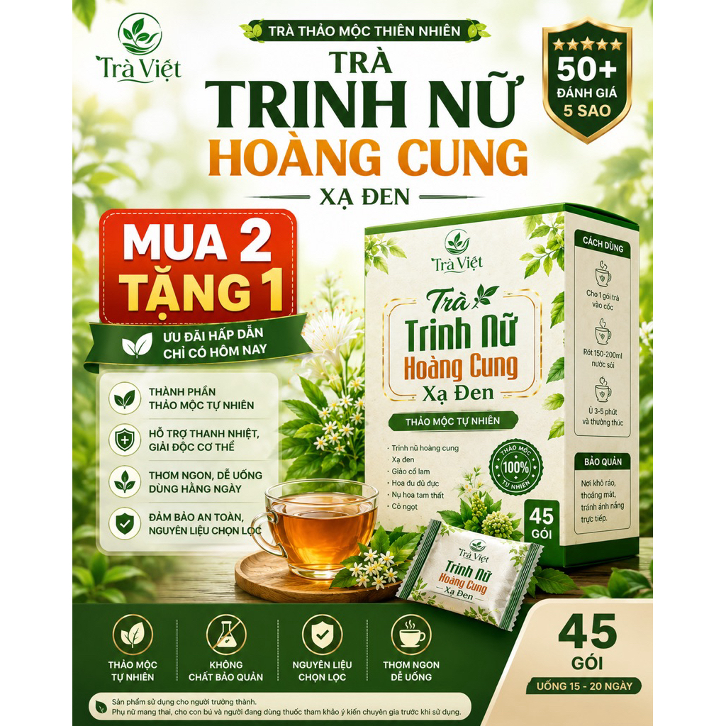 Trà trinh Nữ Hoàng Cung Xạ Đen - Cải Thiện Vấn Đề Về Phụ Khoa - Bồi Bổ Khí Huyết - Chống ôxi hoá