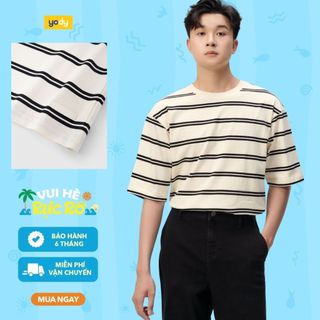 [BST Comfort Me-We] Áo Phông Nam Yody Relax Kẻ To Mác Everyday MCTS26S054
