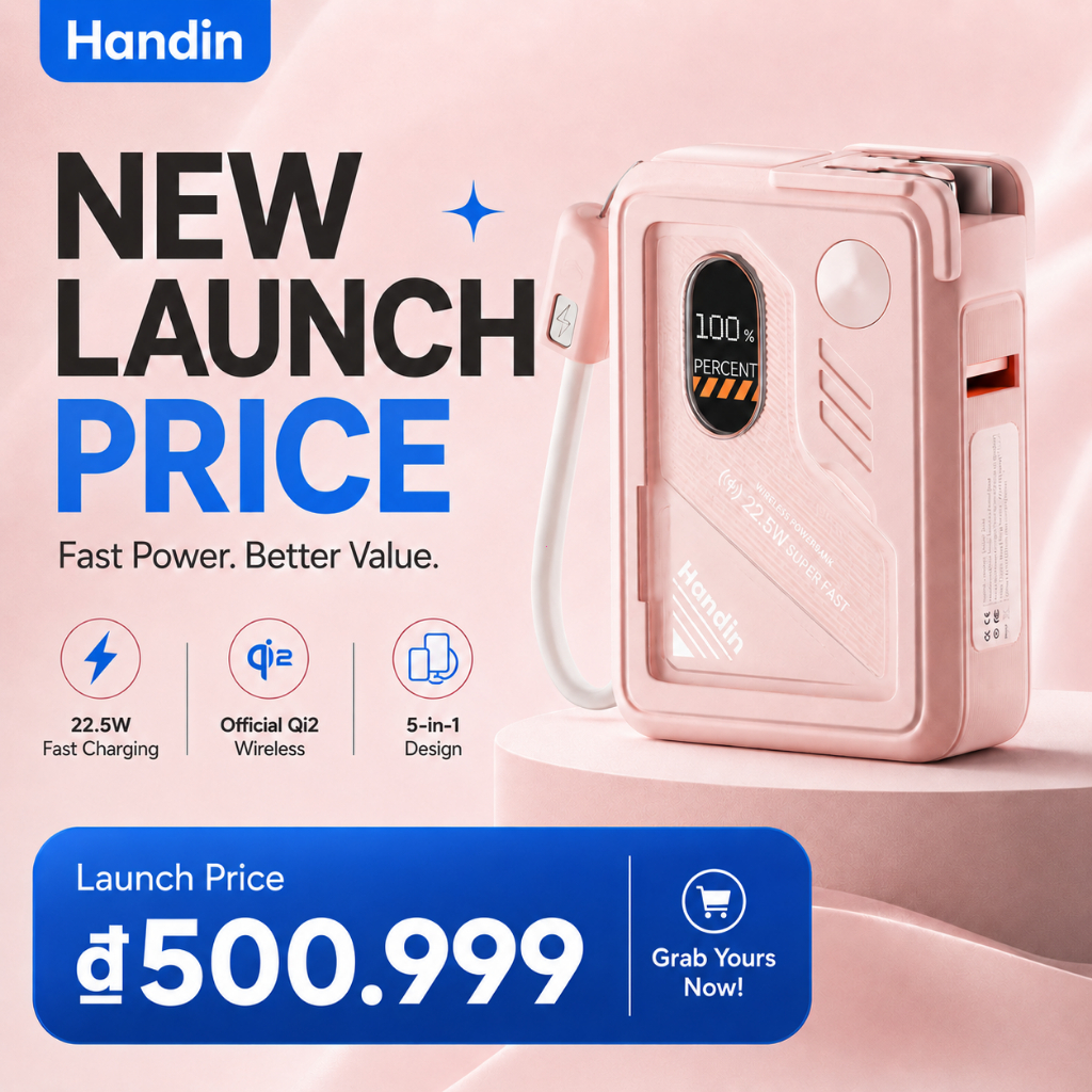 【CCC】Handin Pin sạc dự phòng10000/20000mAh PD20W từ tính Hút từ mạnh Sạc nhanh
