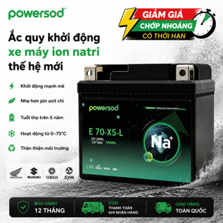 Bình ắc quy Natri ion PowerSod E70X5L miễn bảo dưỡng cho SH SH Mode PCX Lead 125 Winner CB150R