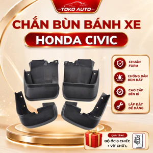 Chắn bùn nhựa dẻo xe Honda Civic đời 2006 đến 2012 - 1 bộ 4 bánh tặng kèm ốc vít