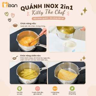 Quánh inox 304 nấu cháo ăn dặm cho bé MISAN đa năng dùng mọi loại bếp, nồi nấu bột cháo cho bé