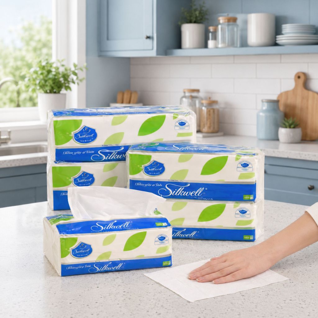 [HỎA TỐC] Giấy Ăn Rút Lụa Silkwell Giấy Ăn Xanh Rút 250 Tờ/Gói/2 Lớp Thùng 9/18 Gói - Mềm Không Mủn