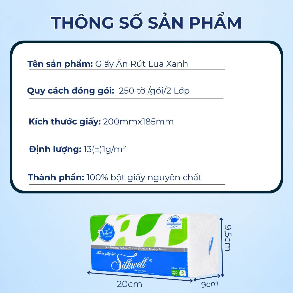 [HỎA TỐC] Giấy Ăn Rút Lụa Silkwell Giấy Ăn Xanh Rút 250 Tờ/Gói/2 Lớp Thùng 9/18 Gói - Mềm Không Mủn