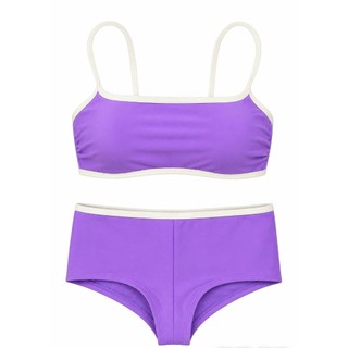 (Thanh lý) Bikini 2 mảnh màu tím áo 2 dây có đệm ngực + quần short kín đáo hàng xuất dư cao cấp