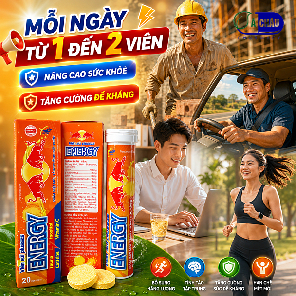 (Tuýp 20 viên Sủi Tăng Lực) Viên Sủi ENERGY, Sủi Khoẻ - C Sủi Tăng Cường Sức Khoẻ, Giúp Tỉnh Táo