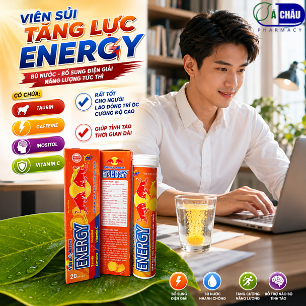 (Tuýp 20 viên Sủi Tăng Lực) Viên Sủi ENERGY, Sủi Khoẻ - C Sủi Tăng Cường Sức Khoẻ, Giúp Tỉnh Táo