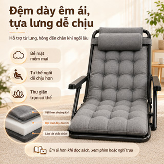 Ghế Tựa Lưng Gấp Gọn 7 Cấp Điều Chỉnh, Đệm Bông Êm Ái, Tải Trọng 150KG, Ghế Thư Giãn Đọc Sách Nghỉ Trưa Tại Nhà
