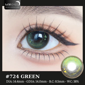 Lens mắt 724 Green màu xanh đen mix light sáng nổi bật, size lớn - thương hiệu LUNA EYES