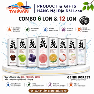 Combo 6 lon Nước Soda trái cây Genki Forest sparkling có ga không calo lon 330ml