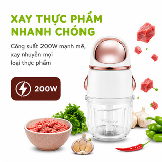 Máy Xay Thịt Cầm Tay Cối Thủy Tinh Công Suất 200W GD108 - Máy Xay Thực Phẩm Mini Thủy Tinh Cao Cấp