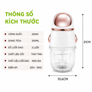 Máy Xay Thịt Cầm Tay Cối Thủy Tinh Công Suất 200W GD108 - Máy Xay Thực Phẩm Mini Thủy Tinh Cao Cấp