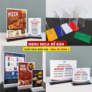 Bảng mica để bàn, Bảng mica QR, Menu mica trong suốt - Xuất hoá đơn VAT