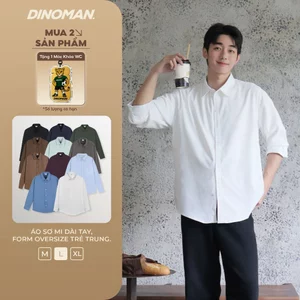 Áo Sơ Mi Dài Tay Nam Nữ Dinoman x Yumi Thấm Hút Tốt Mềm Form Oversize Nam Nữ Unisex Trẻ Trung - SM011