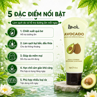 Sữa Rửa Mặt Revolu Avocado 50g - Chiết Xuất Bơ, Làm Sạch Da, Dưỡng Ẩm Cho Da Mềm Mịn