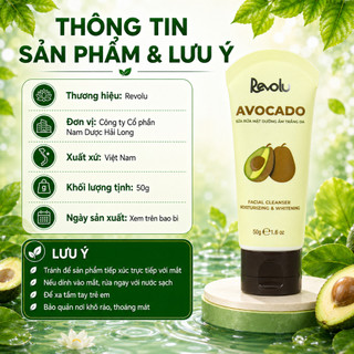 Sữa Rửa Mặt Revolu Avocado 50g - Chiết Xuất Bơ, Làm Sạch Da, Dưỡng Ẩm Cho Da Mềm Mịn