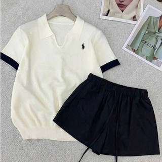 LT - Áo len cổ bẻ cộc tay hình ngựa thêu, len mongtoghi mềm mỏng free size 1755