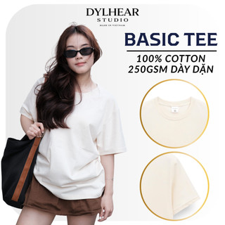 Áo Thun Trơn Basic 100% Cotton 250gsm Dylhear - Áo Phông Cổ Tròn Nam Nữ Cao Cấp Mềm Mại A03