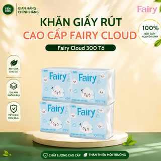 Giấy Ăn Rút Fairy Cloud 4 Lớp Mềm Mại, Bền Dai, Thấm Hút Tốt An Toàn Cho Da - Gói 300 Tờ