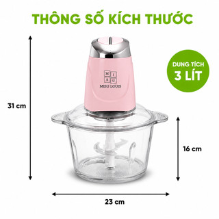 Máy Xay Thực Phẩm Misu Louis Cối Thủy Tinh 3 Lít Xay Thịt Cá Rau Củ Gia Vị Đa Năng GD109